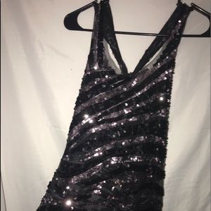 Zebra print sequin tank top
